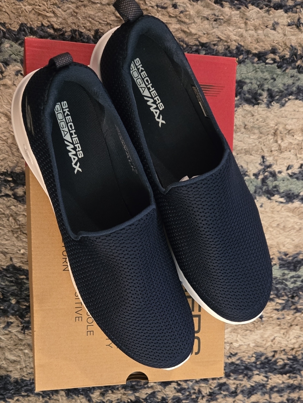 Skechers Navy Perforated Slip-On Loafers with White Sole - Picture 2 of 7